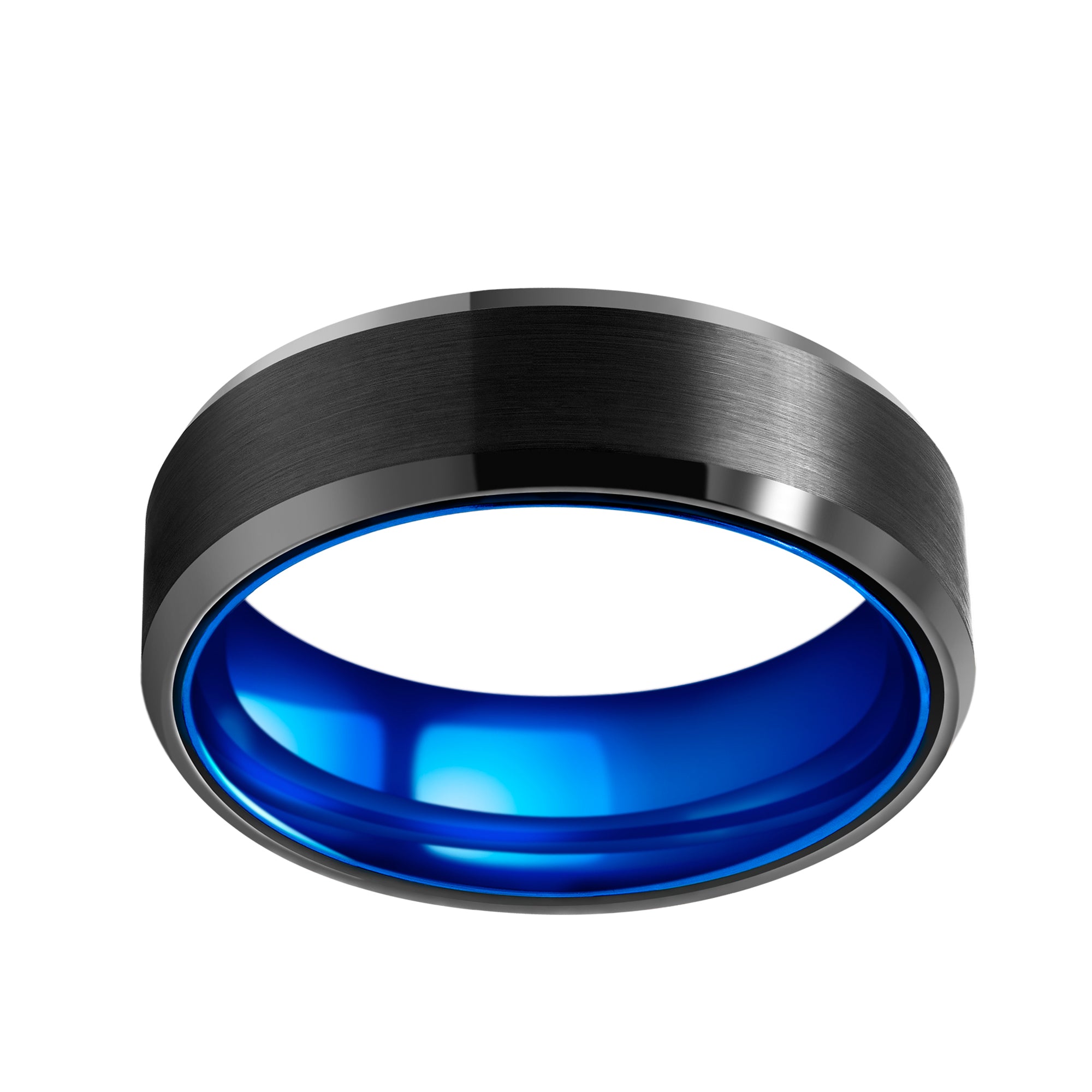 Tungsten Carbide Ring with Blue Anodic Aluminum Inlay, 8MM