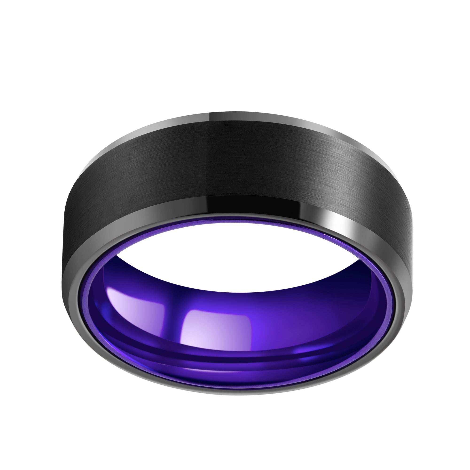 Tungsten Carbide Ring with Purple Anodic Aluminum Inlay, 8MM