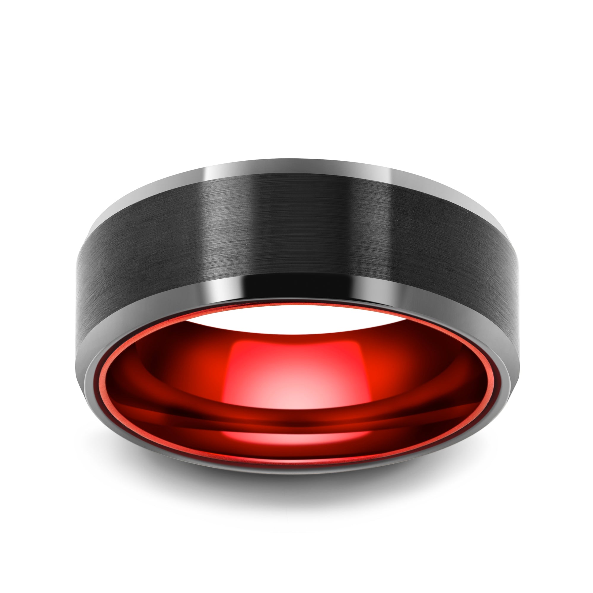 Tungsten Carbide Ring with Red Anodic Aluminum Inlay, 8MM