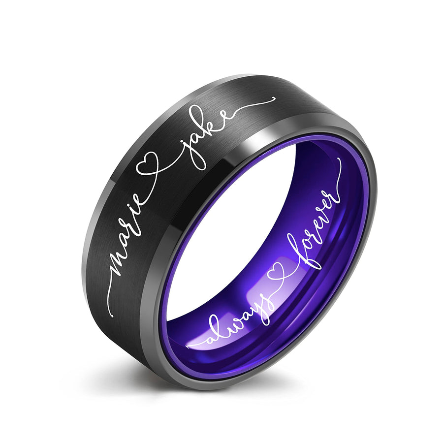 Tungsten Carbide Ring with Purple Anodic Aluminum Inlay, 8MM