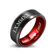 Tungsten Carbide Ring with Red Anodic Aluminum Inlay, 8MM