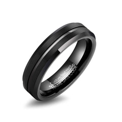 Tungsten Carbide Ring, Black with Groove (6MM)