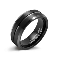 Tungsten Carbide Ring, Black with Groove (8MM)