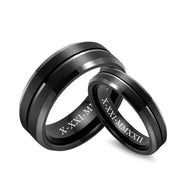 6MM & 8MM Black Groove Tungsten CarbideCouple Ring Set