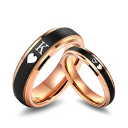 4MM & 6MM Rose Gold Stepped Edge Tungsten Carbide Couple Ring Set