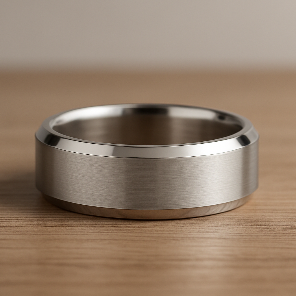 silver 8mm titanium mens wedding band