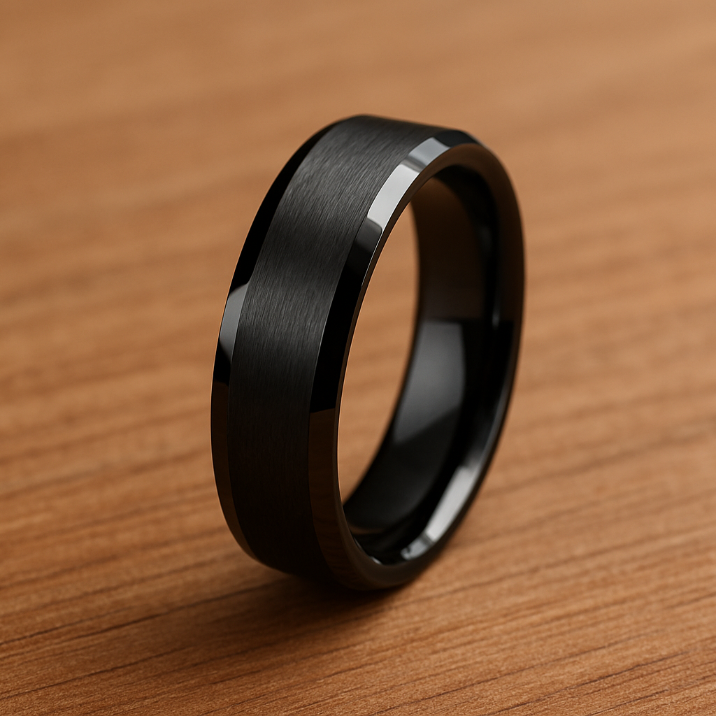 6mm black tungsten carbide ring