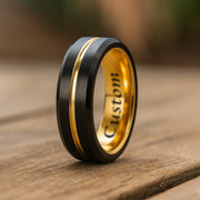 Custom Engrave Tungsten Carbide Ring, Groove Tungsten Ring