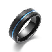 black tungsten carbide mens wedding band, custom engrave