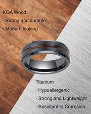 Titanium Ring with KOA Wood Inlay