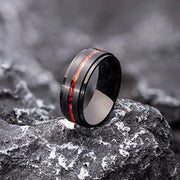 Titanium Ring with Natural Red Opal Inlay
