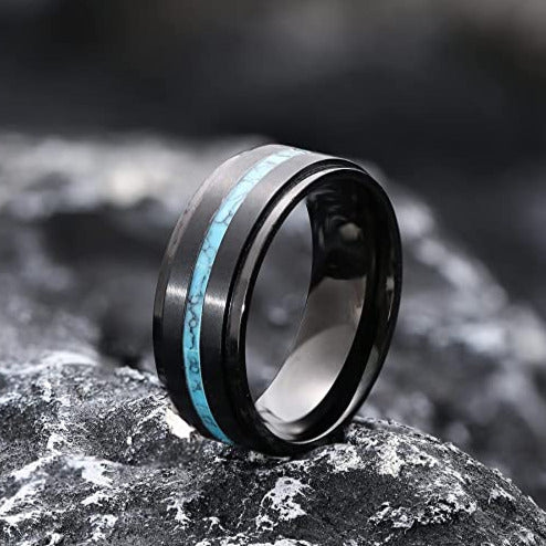 Titanium Ring with Turquoise Inlay